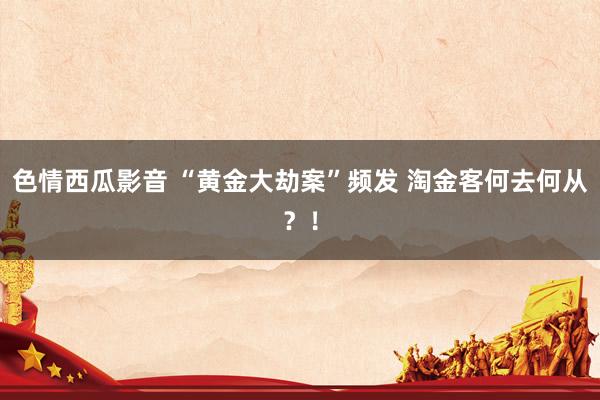 色情西瓜影音 “黄金大劫案”频发 淘金客何去何从？！