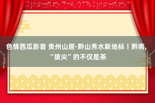 色情西瓜影音 贵州山居·黔山秀水新地标丨黔南， “拔尖”的不仅是茶