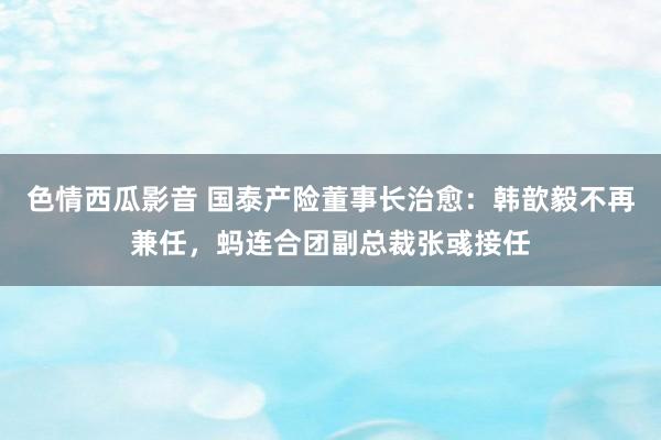 色情西瓜影音 国泰产险董事长治愈：韩歆毅不再兼任，蚂连合团副总裁张彧接任