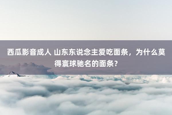 西瓜影音成人 山东东说念主爱吃面条，为什么莫得寰球驰名的面条？