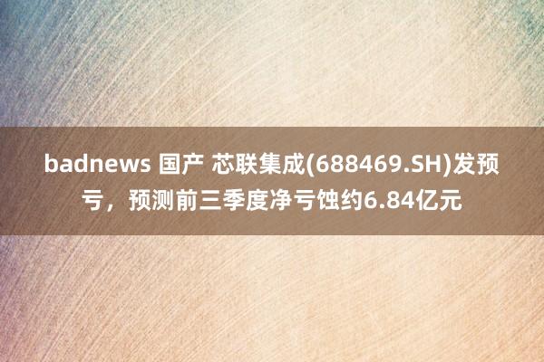 badnews 国产 芯联集成(688469.SH)发预亏，预测前三季度净亏蚀约6.84亿元