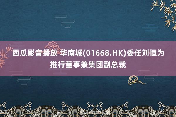 西瓜影音播放 华南城(01668.HK)委任刘恒为推行董事兼集团副总裁