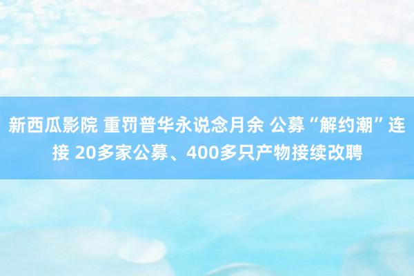 新西瓜影院 重罚普华永说念月余 公募“解约潮”连接 20多家公募、400多只产物接续改聘