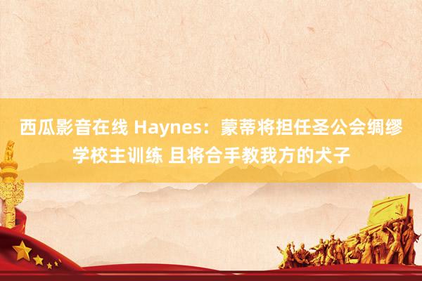 西瓜影音在线 Haynes：蒙蒂将担任圣公会绸缪学校主训练 且将合手教我方的犬子