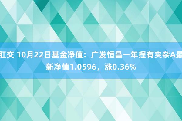 肛交 10月22日基金净值：广发恒昌一年捏有夹杂A最新净值1.0596，涨0.36%