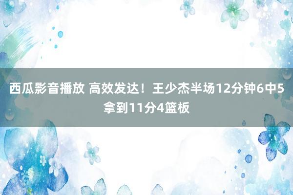 西瓜影音播放 高效发达！王少杰半场12分钟6中5拿到11分4篮板