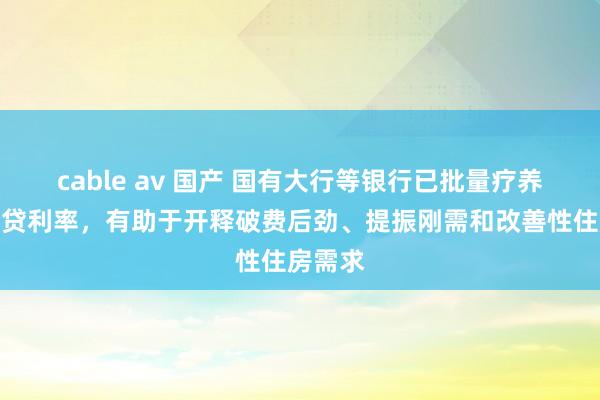 cable av 国产 国有大行等银行已批量疗养存量房贷利率，有助于开释破费后劲、提振刚需和改善性住房需求