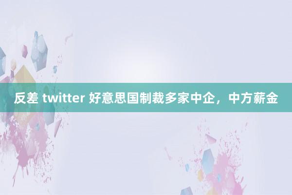 反差 twitter 好意思国制裁多家中企，中方薪金