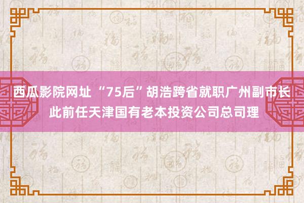 西瓜影院网址 “75后”胡浩跨省就职广州副市长 此前任天津国有老本投资公司总司理