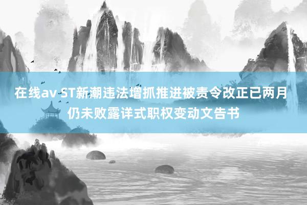 在线av ST新潮违法增抓推进被责令改正已两月 仍未败露详式职权变动文告书