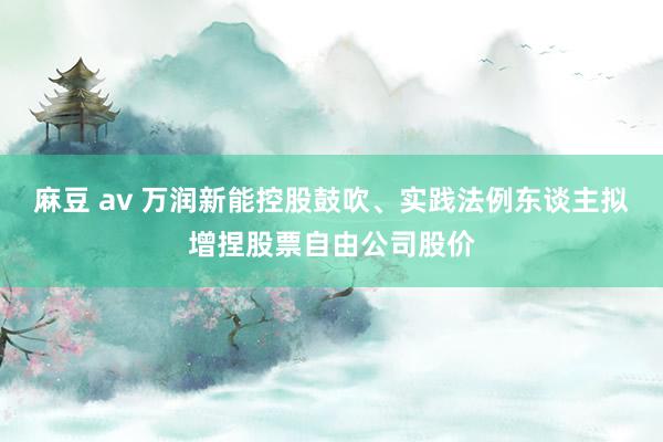 麻豆 av 万润新能控股鼓吹、实践法例东谈主拟增捏股票自由公司股价