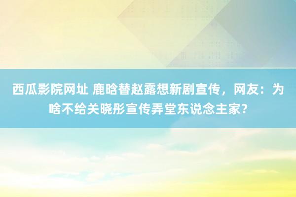 西瓜影院网址 鹿晗替赵露想新剧宣传，网友：为啥不给关晓彤宣传弄堂东说念主家？